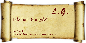Löwi Gergő névjegykártya